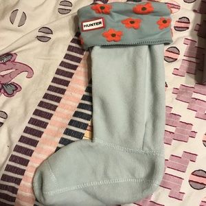 Hunter Rain Boot Socks -Mint with flower detail